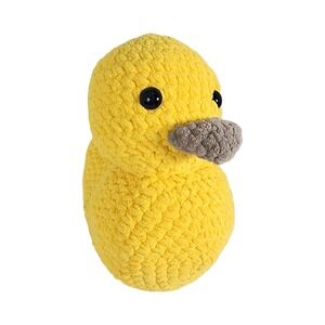 Handmade Crochet Duck Plush Amigurumi Yellow Chenille Soft Stuffed Animal 9in